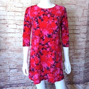 Leota Red and Pink Floral Mini Dress
